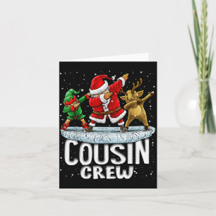 Cartão Equipe de Primos Papai Noel Elfo Dabbing Família C