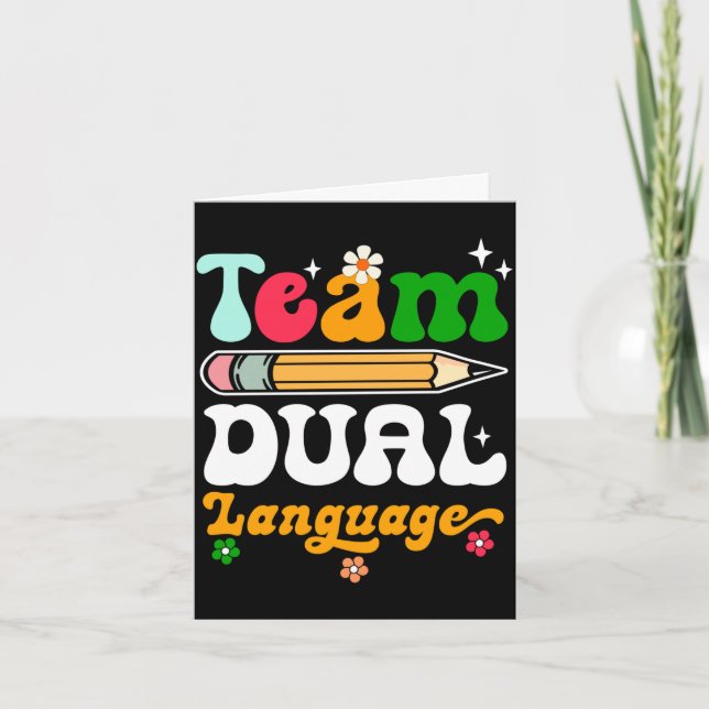 Cartão Equipe de professores de idiomas duplos de volta a (Frente)