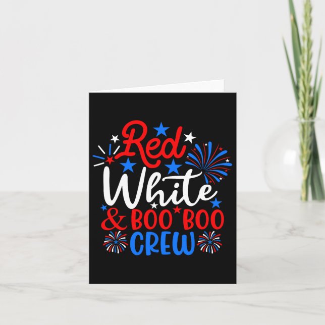 Cartão Equipe Vermelho Branco E Boo Boo Divertida Enferme (Frente)