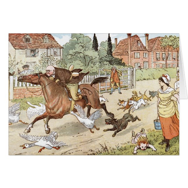 Cartão Equitações de John Gilpin embora a vila (Frente Horizontal)