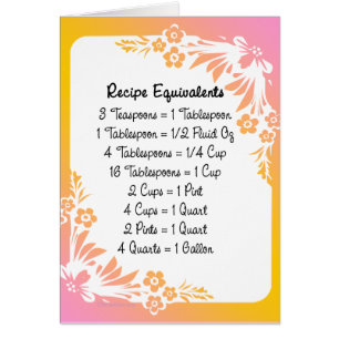 Cartão Equivalentes de receitas Pastel Floral