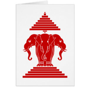 Cartão Erawan Three Headed Elephant Lao / Laos Flag