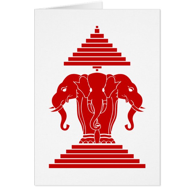 Cartão Erawan Three Headed Elephant Lao / Laos Flag (Frente)