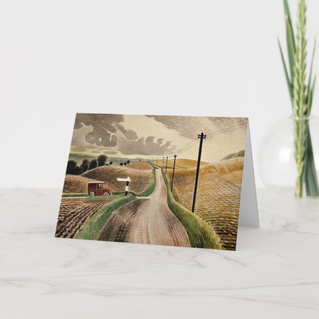 Cartão Eric Ravilious art, Wiltshire Landscape (Frente)