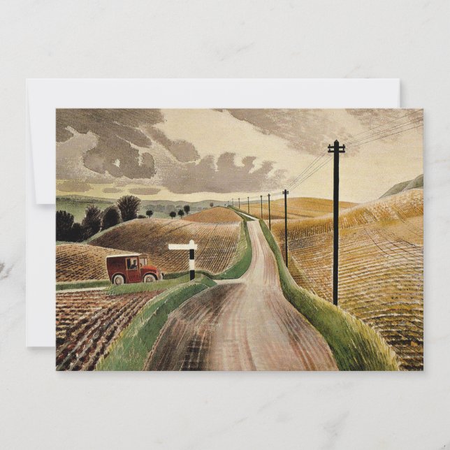 Cartão Eric Ravilious art, Wiltshire Landscape (Frente)
