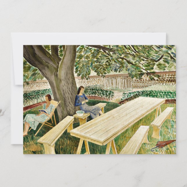 Cartão Eric Ravilious - Duas Mulheres num Jardim, (Frente)