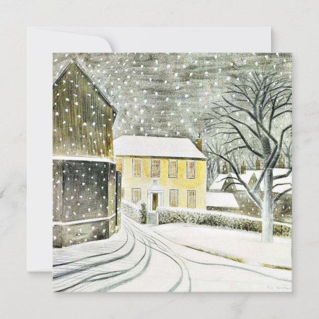 Cartão Eric Ravilious - Hallstead Road em Snow, 1936 (Frente)