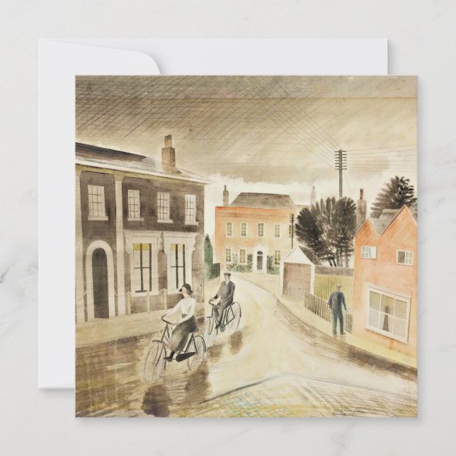 Cartão Eric Ravilious - Village Street, belas artes (Frente)