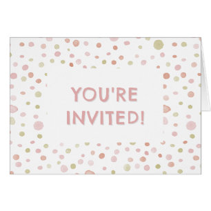 Cartão Erica Confetti Watercolor Dots Birthday Invite