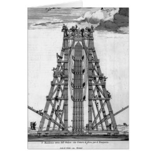 Cartão Erigindo o Obelisk egípcio antigo