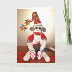 Cartão Ernie the Sock Monkey 85th Birthday Card
