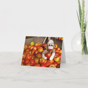 Cartão Ernie the Sock Monkey Apples Note Card