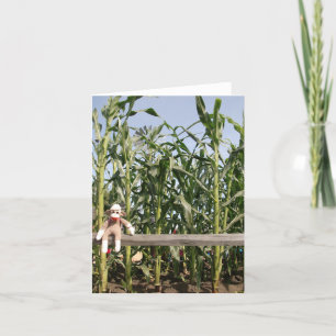 Cartão Ernie the Sock Monkey Corn Field Note Card