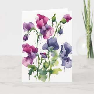 Cartão Ervilha Doce - Flores de Aquarela