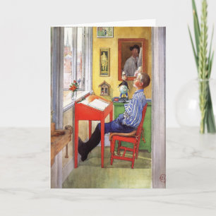 Cartão Esbjorn fazendo seu trabalho de casa de Carl Larss