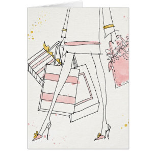 Cartão Esboço cor-de-rosa moderno selvagem da forma de