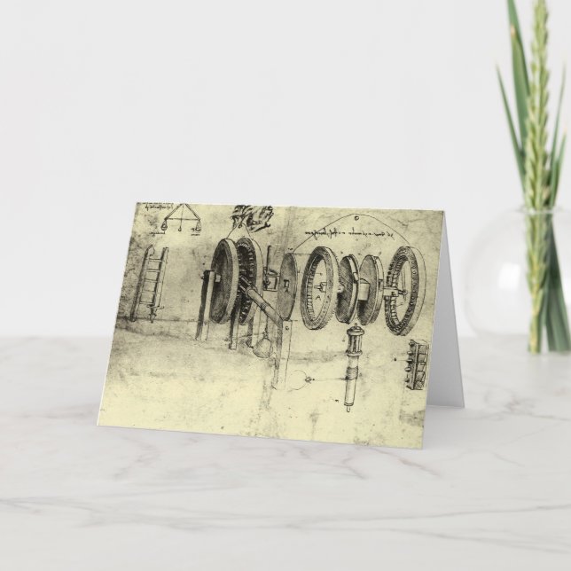 Cartão Esboço de Engenharia de Leonardo da Vinci de uma r (Frente)