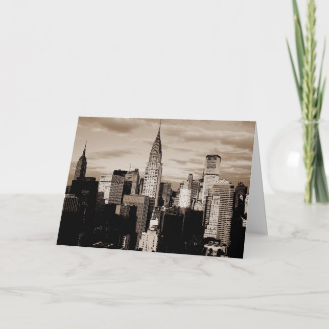Cartão Esboço de tinta Sepia Nova Iorque (Frente)