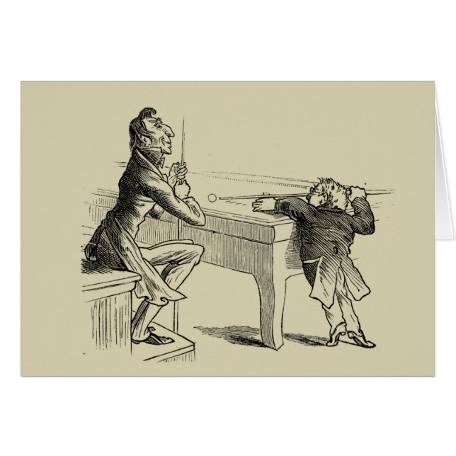 Cartão Esboço do Lápis de Dois Homens Jogando Piscina (Frente Horizontal)