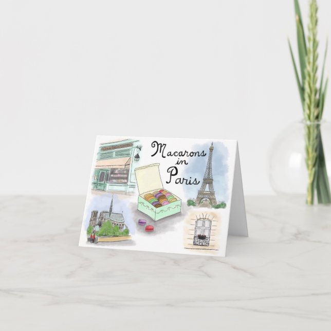 Cartão Esboço Notecard do viagem: Macarons em Paris (Frente)