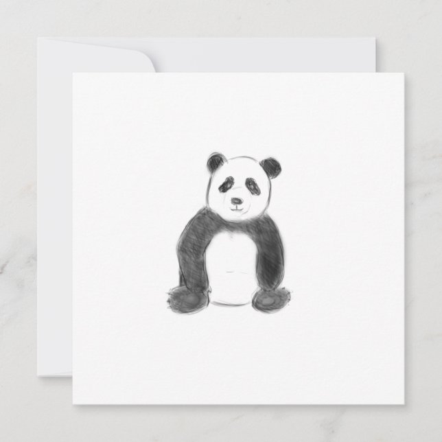 Cartão Esboço preto e branco do panda (Frente)