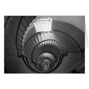 Cartão Escadaria espiral do farol de B&W