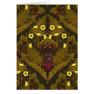 Cartão Escaravelho e samambaias