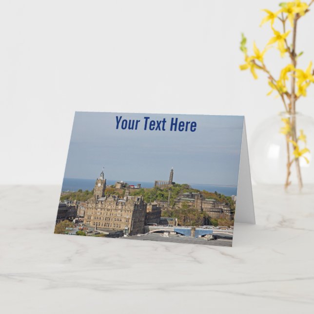 Cartão Escócia, Edimburgo Personalizável (Flor Amarela)