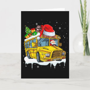 Cartão Escola de Santa Dirigindo Ônibus Árvore de Natal F