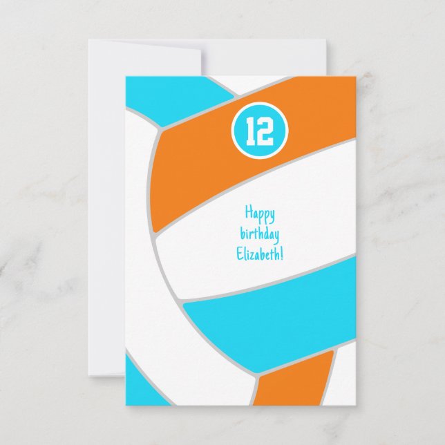 Cartão escolha QUALQUER cores volei aniversário ou parabé (Frente)