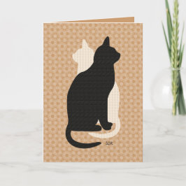 Cartão Escolher Cor Preta Gato Branco Duo Yin Yang Estilo