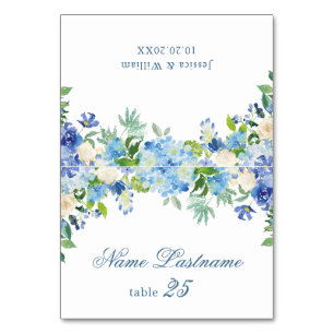 Cartão Escort De Casamento De Hydrangea Azul Elega