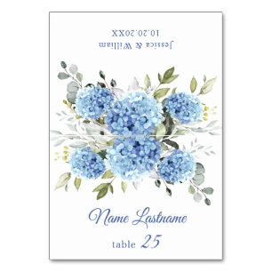 Cartão Escort De Casamento De Hydrangea Azul Elega