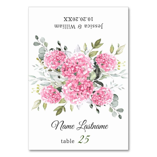 Cartão Escortante De Casamento De Hydrangea, Rosa  (Frente)