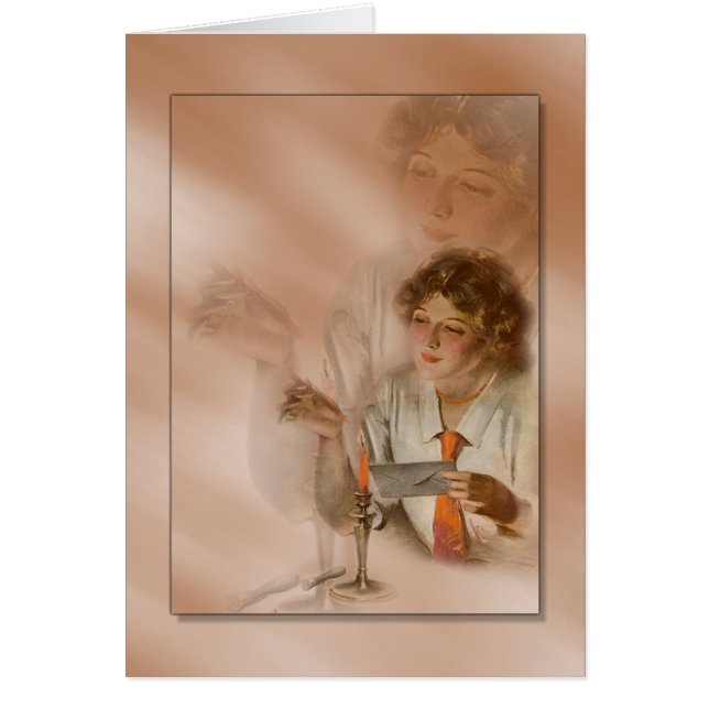 Cartão Escrevendo uma letra, com amor (Frente)