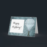 Cartão Escrita manual em forma de vapor com balão azul es<br><div class="desc">Combina outros itens de design de balão de ar quente,  como sacos de presente e papel de embalagem. Excelente para aviadores e outros ventiladores de viagem de ar.</div>