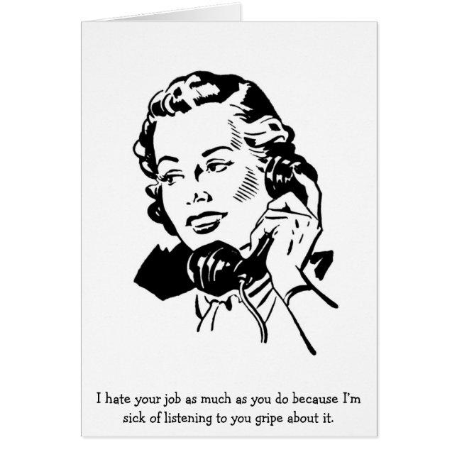 Cartão Escritório retro - eu deio seu trabalho tanto (Frente)