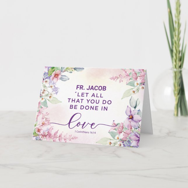 Cartão Escritura de Dia de os namorados Religiosa do Padr (Frente)