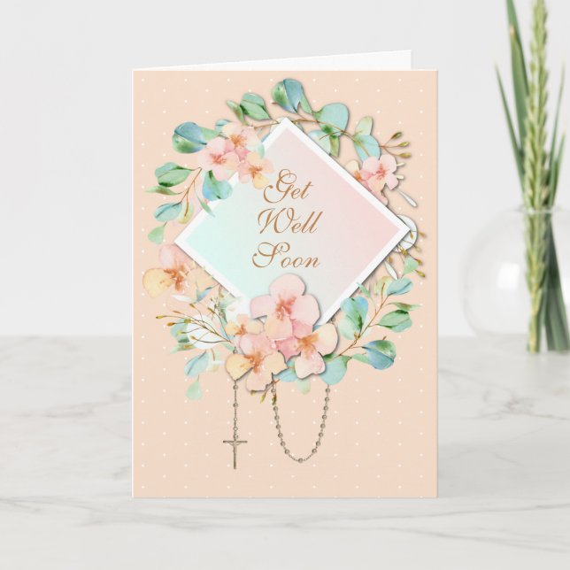 Cartão Escritura religiosa da Virgem Rosária Eucalipto Ro (Frente)