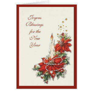 Cartão Escritura Rosária Religiosa de Jesus feliz ano nov