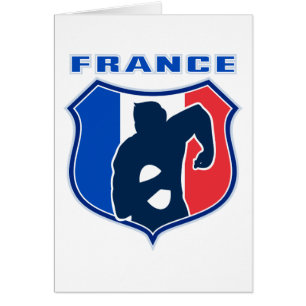 Cartão escudo de bandeira francesa do rugby player frança