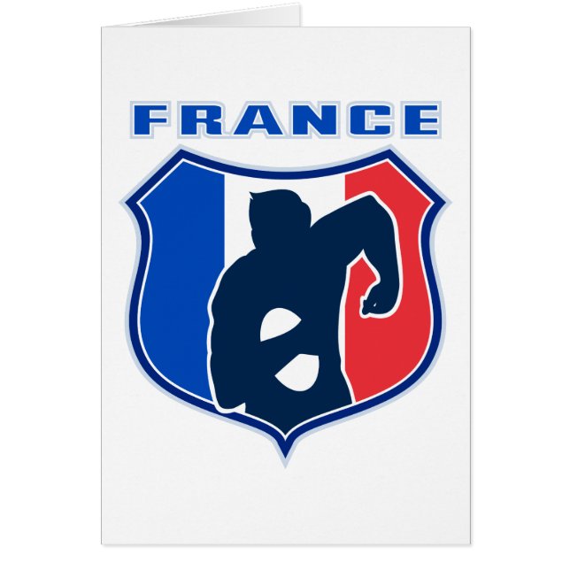 Cartão escudo de bandeira francesa do rugby player frança (Frente)