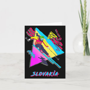 Cartão Eslováquia vibrante esqui arte retrô inspirado esq