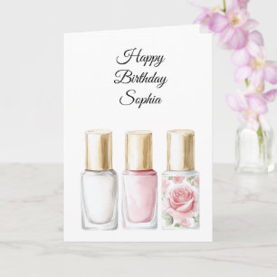 Cartão Esmalte Floral Rosa Pink Aniversário