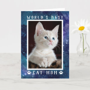 Cartão Espaço de Fotos da Melhor Mãe de Gato do Mundo Dia