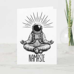 Cartão Espaço de Ioga Meditação Astronauta Namaste Pose d