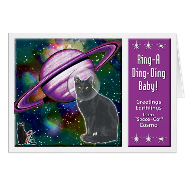 Cartão Espaço-Gato Cosmo (Frente Horizontal)