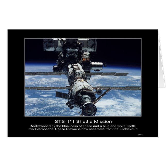 Cartão Espaço internacional Stationview de NASA STS-111 (Frente Horizontal)