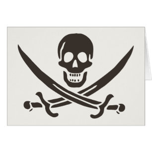 Cartão Espadas do Crânio Obsidiana Bandeira pirata de Cal