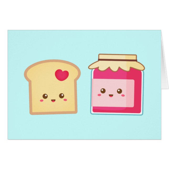 Cartão Espalhe o amor com Cute Toast e Jam (Frente Horizontal)
